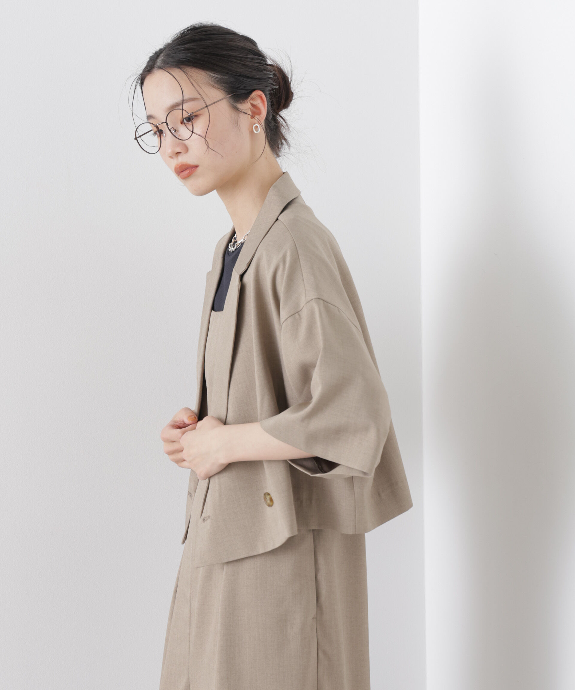 nano･universe「ショート丈ワイドジャケット(セットアップ可)」|テーラードジャケット|