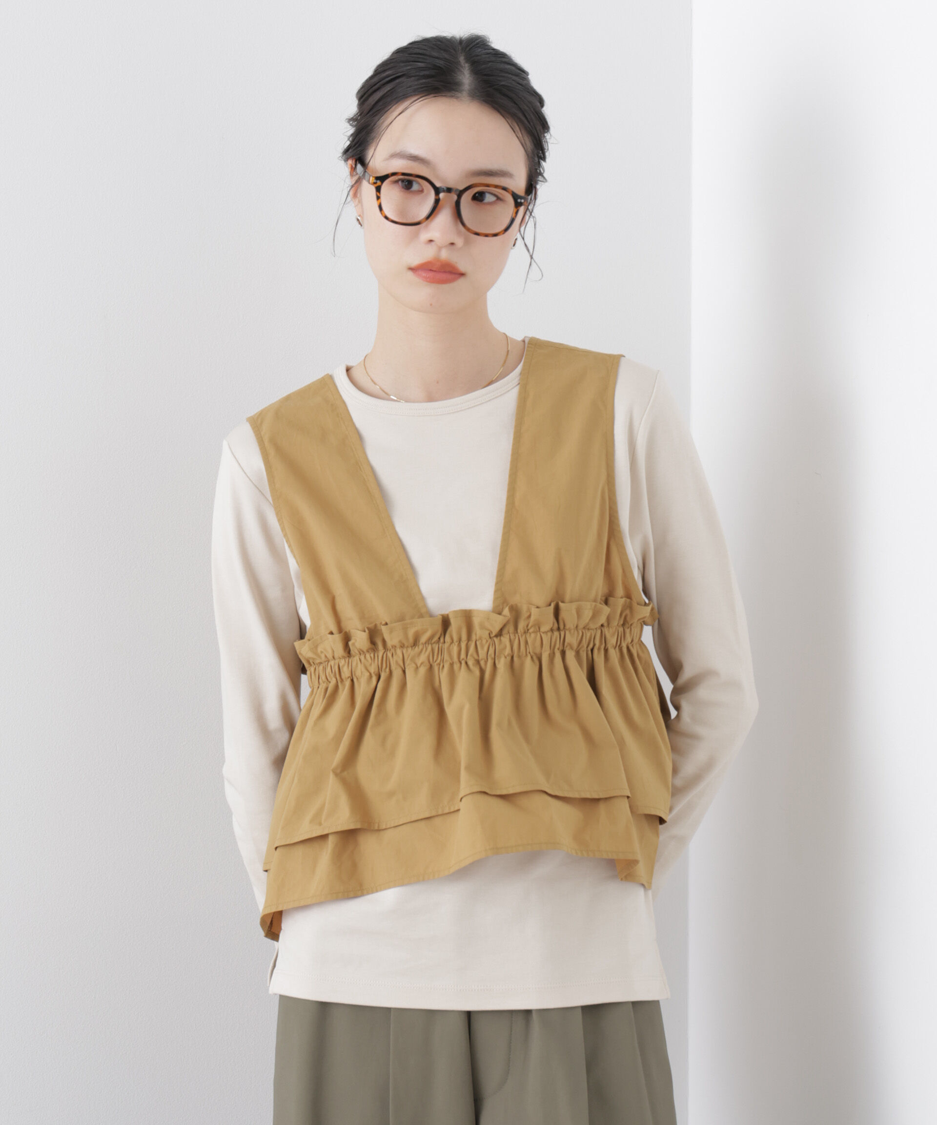 nano･universe「ノースリーブギャザーフレアビスチェ」|シャツ・ブラウス|