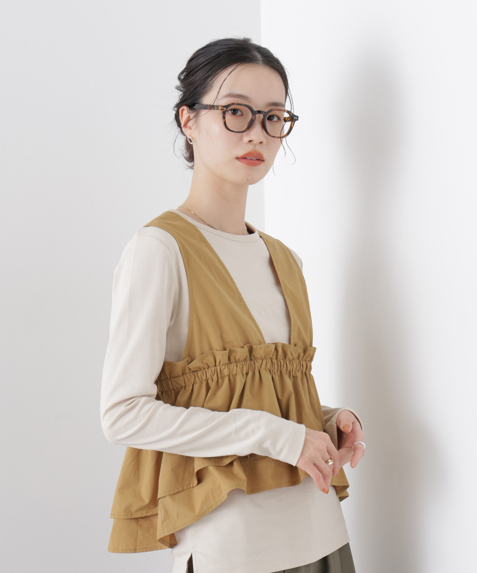 nano･universe「ノースリーブギャザーフレアビスチェ」|シャツ・ブラウス|