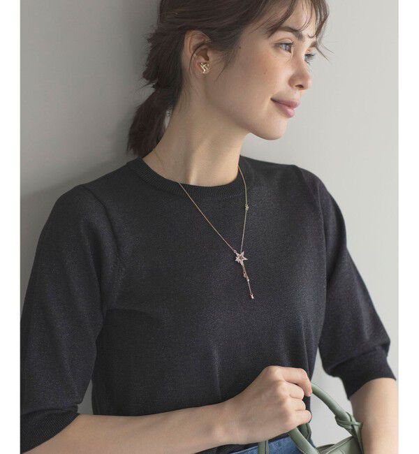 組曲「【WEB限定・2SET】5分袖ラメ入りアンサンブルニット」|カーディガン|