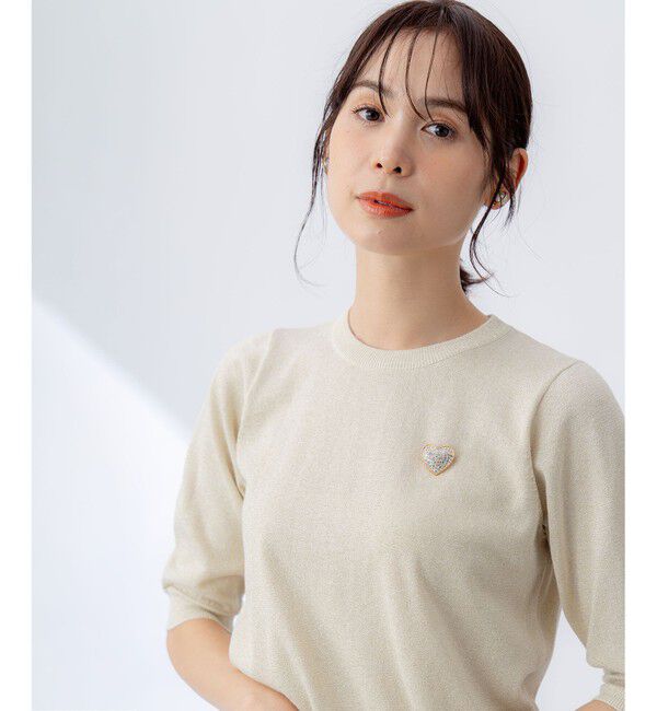 組曲「【WEB限定・2SET】5分袖ラメ入りアンサンブルニット」|カーディガン|