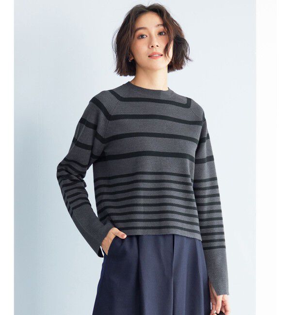 自由区「【スタイリストコラボ・洗える】ウールミラノボーダー ニット」|ニット・セーター|ﾁｬｺｰﾙ&times;ﾈ