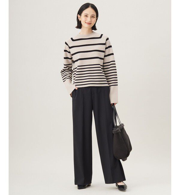 自由区「【スタイリストコラボ・洗える】ウールミラノボーダー ニット」|ニット・セーター|
