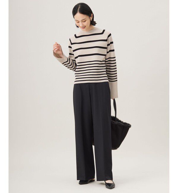 自由区「【スタイリストコラボ・洗える】ウールミラノボーダー ニット」|ニット・セーター|