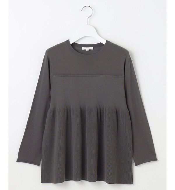 自由区「【洗える】ドライコットンハイゲージペプラム ニット」|ニット・セーター|