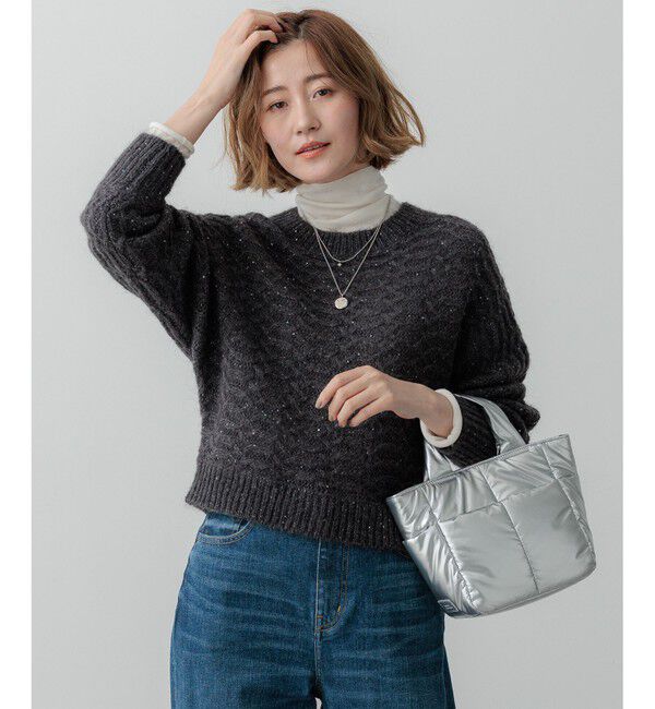 23区「【洗える】スパングル ドルマンスリーブ ニット」|ニット・セーター|グレー系