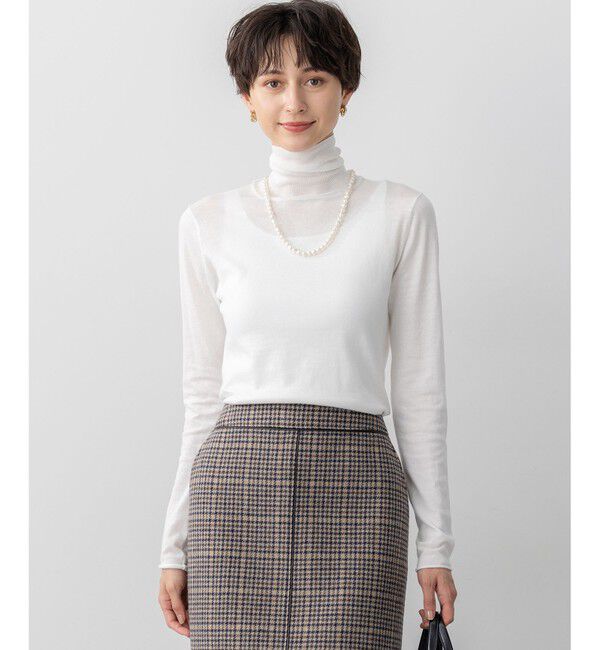 23区「【CLASSY.掲載/洗える】スムージーコットン タートルネック ニット」|ニット・セーター|ホワイト系