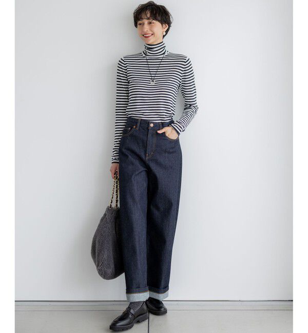 23区「【CLASSY.掲載/洗える】スムージーコットン タートルネック ニット」|ニット・セーター|