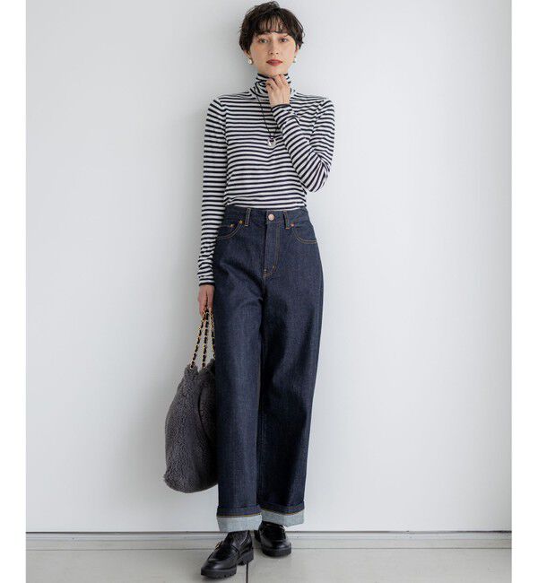 23区「【CLASSY.掲載/洗える】スムージーコットン タートルネック ニット」|ニット・セーター|