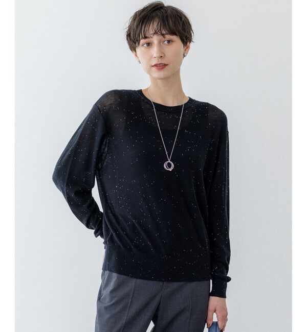 23区「【洗える】シアースパンコール ニット」|ニット・セーター|ブラック系