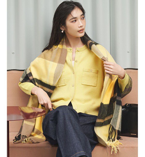 23区「【VERY掲載】カシミヤ チェック ストール」|ストール|イエロー系