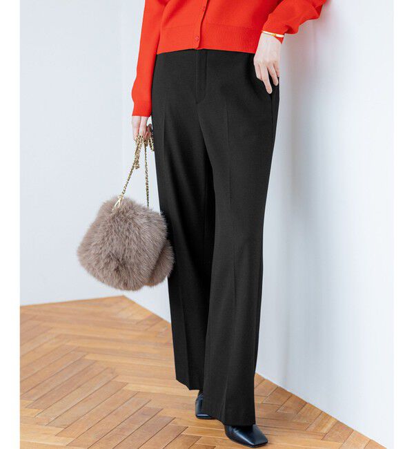 23区「【滝沢眞規子さん着用/洗える】ウォームストレッチ ワイド パンツ」|その他|ブラック系