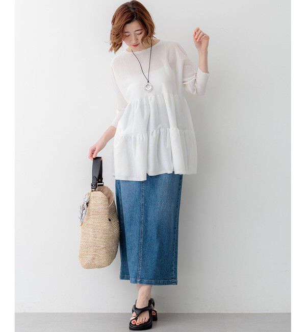 23区「シャイニーシアーニット ティアード チュニック」|ニット・セーター|