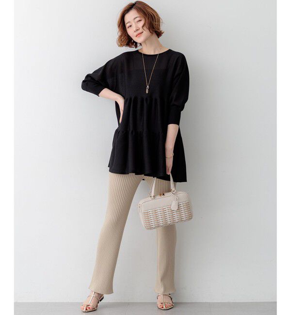 23区「シャイニーシアーニット ティアード チュニック」|ニット・セーター|