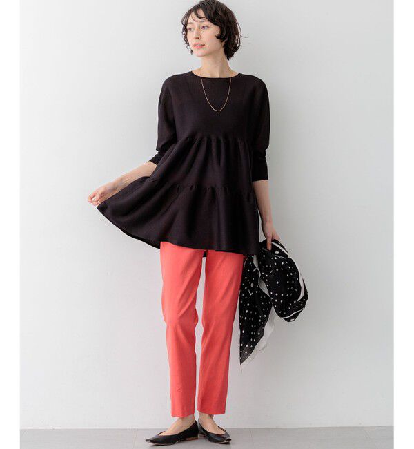 23区「シャイニーシアーニット ティアード チュニック」|ニット・セーター|