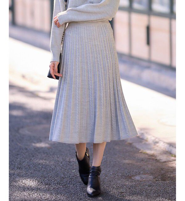 ANY SIS「【セットアップ対応】スフレケーブルニット スカート」|スカート|ライトグレー