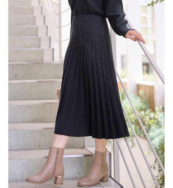 ANY SIS「【セットアップ対応】スフレケーブルニット スカート」|スカート|ネイビー