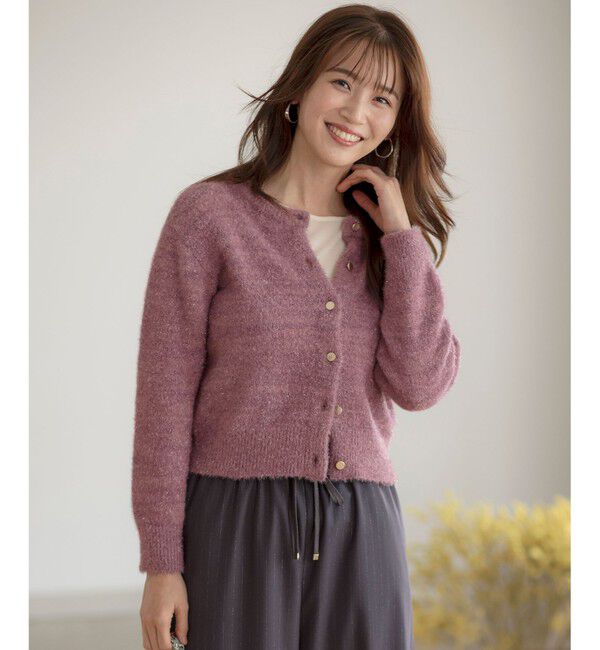 any SiS「【前後着用可】スパークルシャギー カーディガン」|カーディガン|ピンク