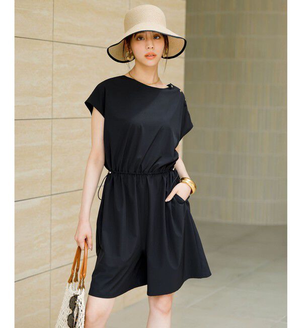 ANY SIS「【撥水・UVカット・洗える】ラッシュガードシリーズ ショートサロペット」|オールインワン|