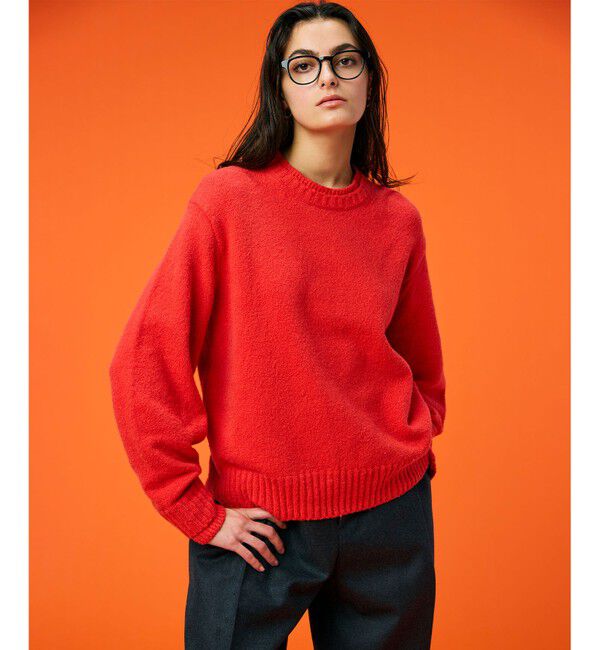 BEIGE,「【洗える】BERTAINA /  配色リンキングクルーネックニット」|ニット・セーター|Red Orange&times;Milk Tea