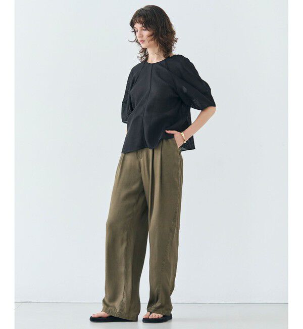 BEIGE,「【洗える・VERY 6月号掲載】PAWPAW / ウエストリボンタックワイドパンツ」|その他|