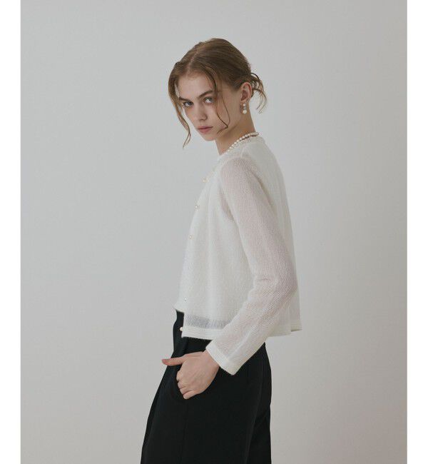 GRACE CONTINENTAL「ラメフェザ－ニットカーディガン」|カーディガン|