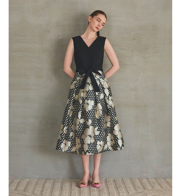 Grace Class「ドットボタニカルジャガードドレス」|ドレス|