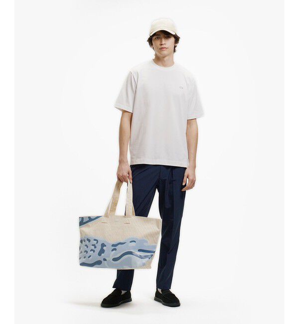 LACOSTE「二層構造 消臭 速乾 UVカット ワンポイント アウトラインロゴクルーネック半袖Tシャツ」|Tシャツ・カットソー|