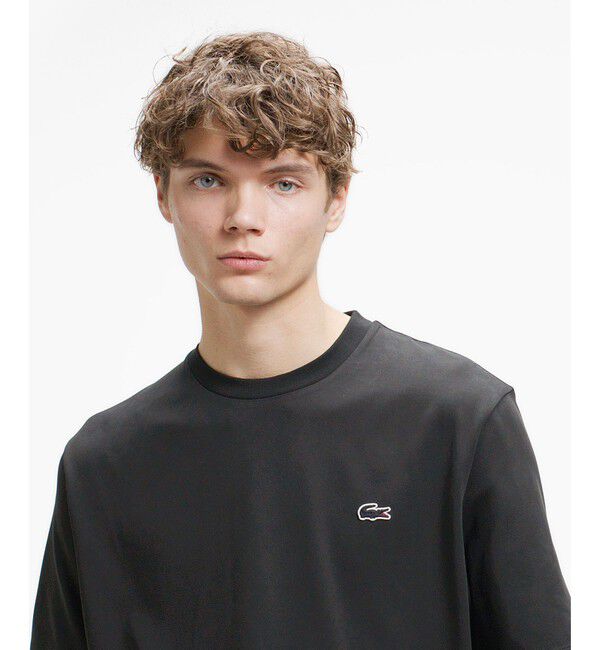 LACOSTE「二層構造 消臭 速乾 UVカット ワンポイント アウトラインロゴクルーネック半袖Tシャツ」|Tシャツ・カットソー|