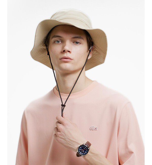 LACOSTE「二層構造 消臭 速乾 UVカット ワンポイント アウトラインロゴクルーネック半袖Tシャツ」|Tシャツ・カットソー|