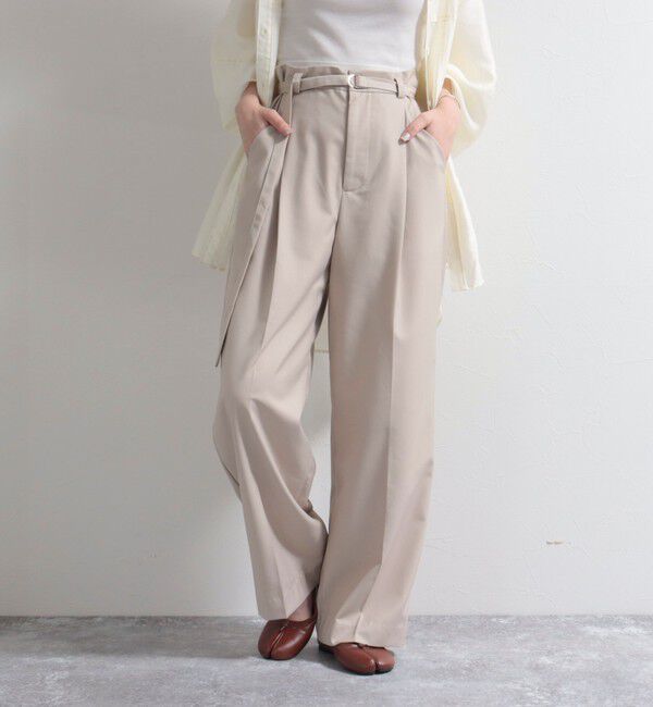 fredy emue「ベルト付きタックパンツ」|スラックス|