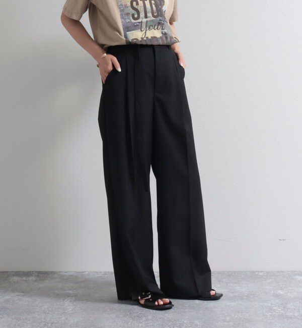 fredy emue「ベルト付きタックパンツ」|スラックス|