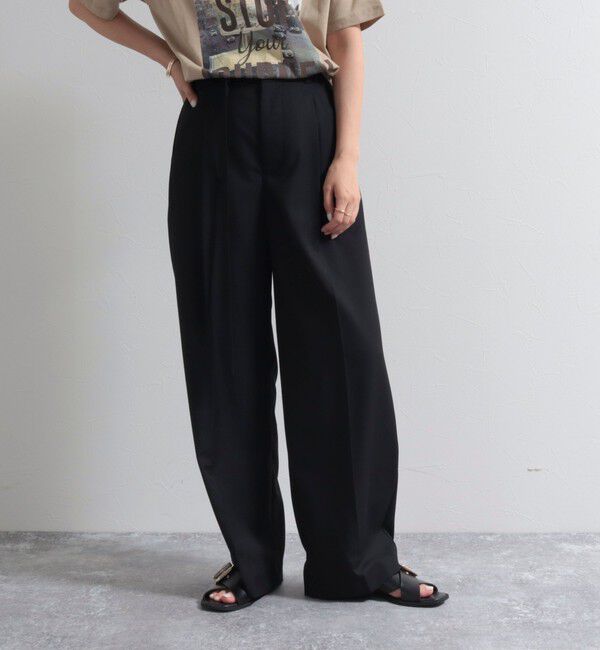 fredy emue「ベルト付きタックパンツ」|スラックス|