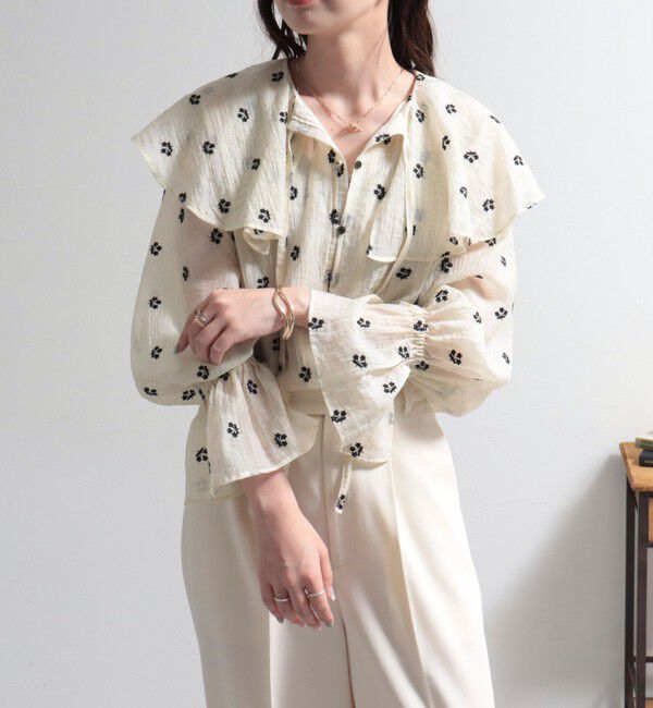 fredy emue「シアー楊柳刺繍ケープブラウス」|シャツ・ブラウス|