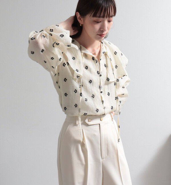 fredy emue「シアー楊柳刺繍ケープブラウス」|シャツ・ブラウス|