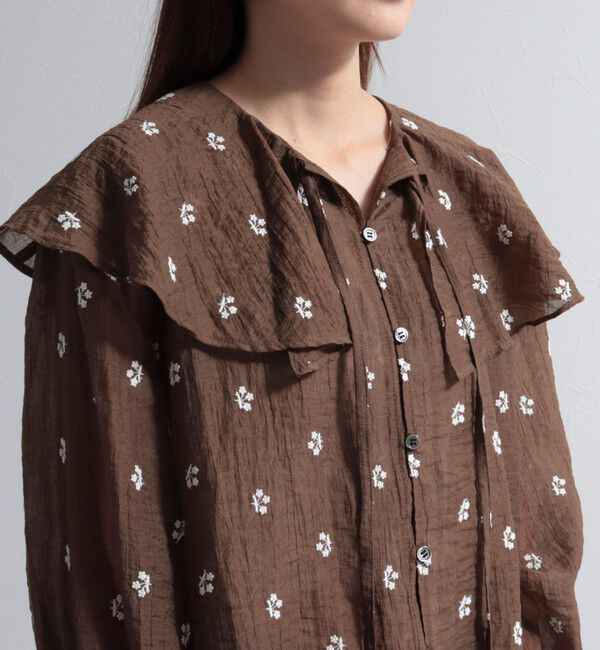 fredy emue「シアー楊柳刺繍ケープブラウス」|シャツ・ブラウス|