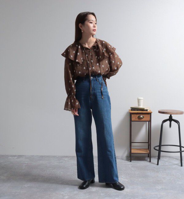 fredy emue「シアー楊柳刺繍ケープブラウス」|シャツ・ブラウス|