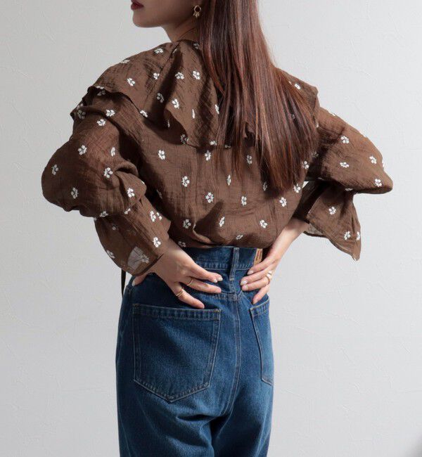 fredy emue「シアー楊柳刺繍ケープブラウス」|シャツ・ブラウス|