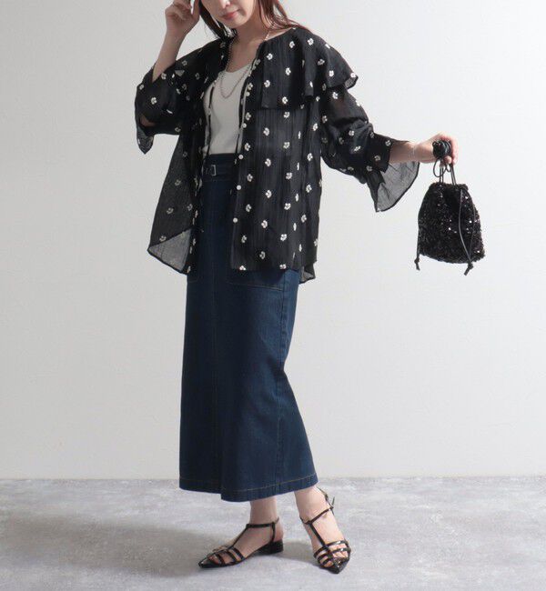 fredy emue「シアー楊柳刺繍ケープブラウス」|シャツ・ブラウス|