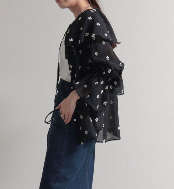 fredy emue「シアー楊柳刺繍ケープブラウス」|シャツ・ブラウス|
