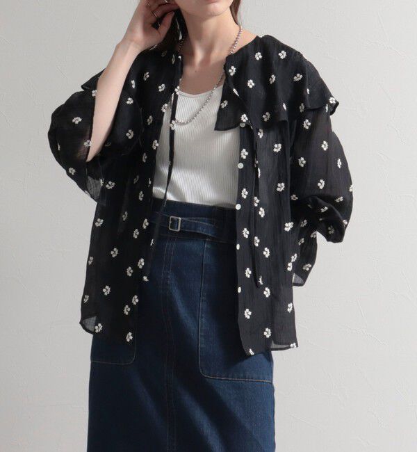 fredy emue「シアー楊柳刺繍ケープブラウス」|シャツ・ブラウス|