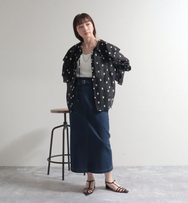 fredy emue「シアー楊柳刺繍ケープブラウス」|シャツ・ブラウス|