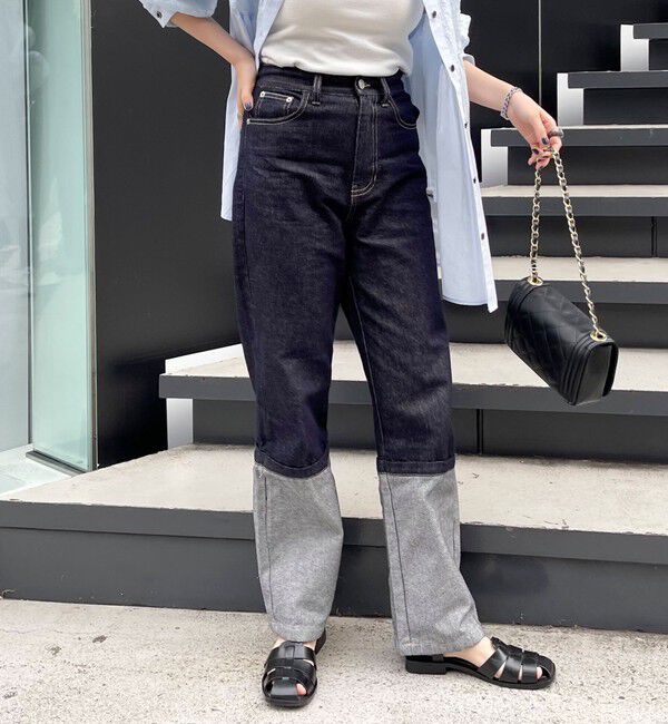 fredy emue「ロングロールアップデニムパンツ」|デニム|