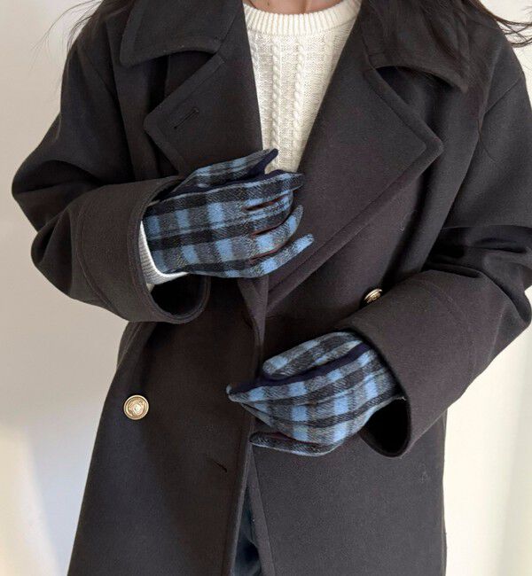 fredy emue「【CASSELINI/キャセリーニ】フィンガーホールチェックグローブ」|手袋|ブルー系その他