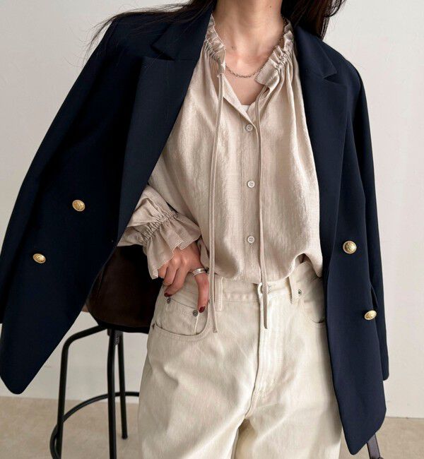 fredy emue「シャイニーシアーギャザーブラウス」|シャツ・ブラウス|