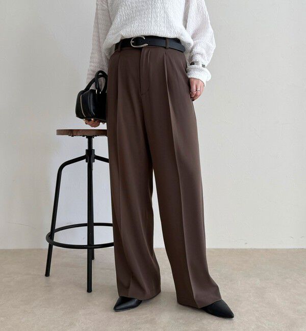 fredy emue「【オン・オフ対応/高身長サイズあり】とろみツイルタックスラックス」|スラックス|