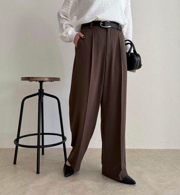 fredy emue「【オン・オフ対応/高身長サイズあり】とろみツイルタックスラックス」|スラックス|