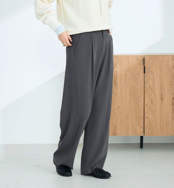 fredy emue「【オン・オフ対応/高身長サイズあり】とろみツイルタックスラックス」|スラックス|