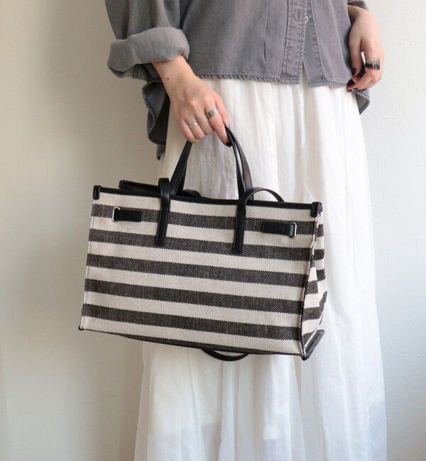 fredy emue「ボーダープリントスクエアトートバッグ」|ショルダー・メッセンジャー|