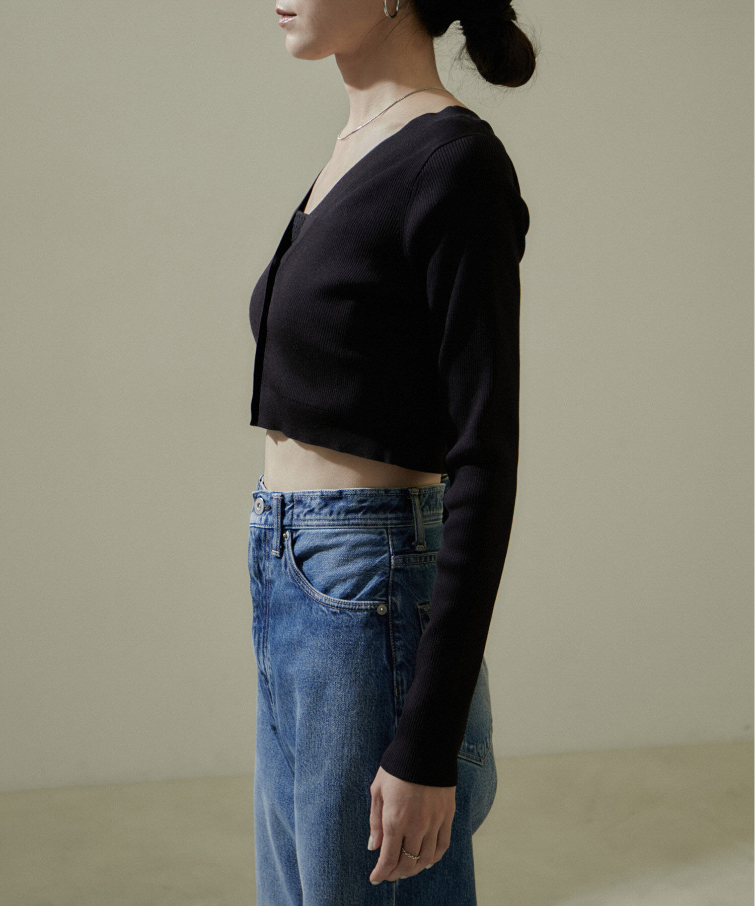 SALON adam et rope'「ウォッシャブルシルククロップドVネックカーディガン」|カーディガン|